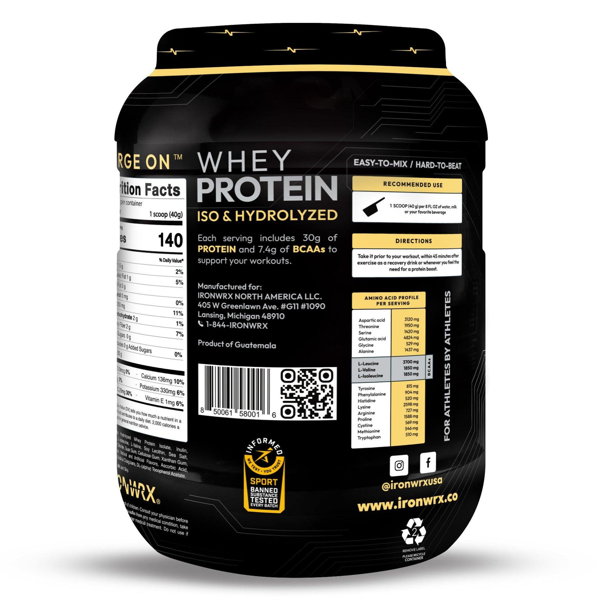 IRONWRX Whey Protein Iso and Hydrolyzed - Ironwrx