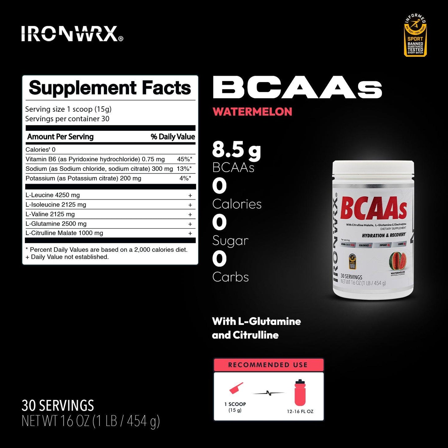 IRONWRX BCAAs with L-Glutamine & Citrulline Malate - Ironwrx