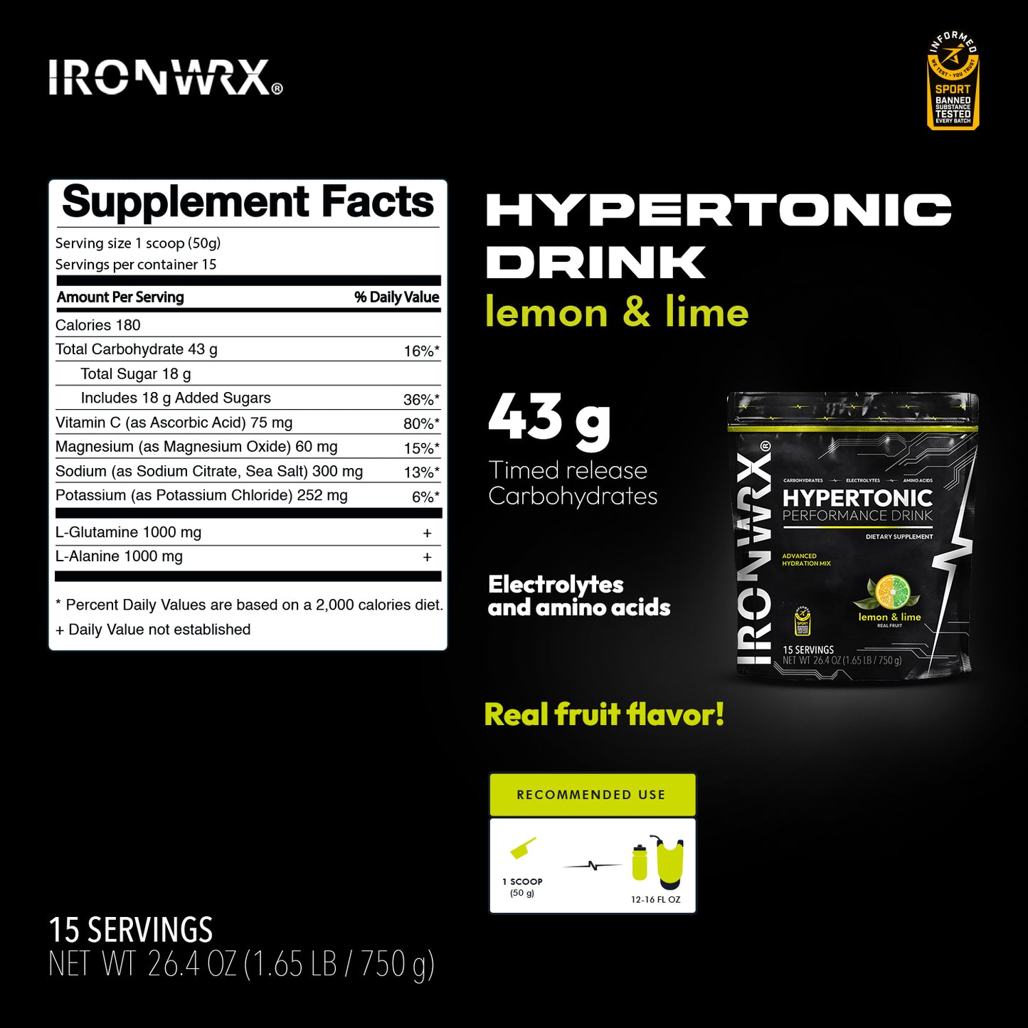 IRONWRX Hypertonic Performance Drink Mix