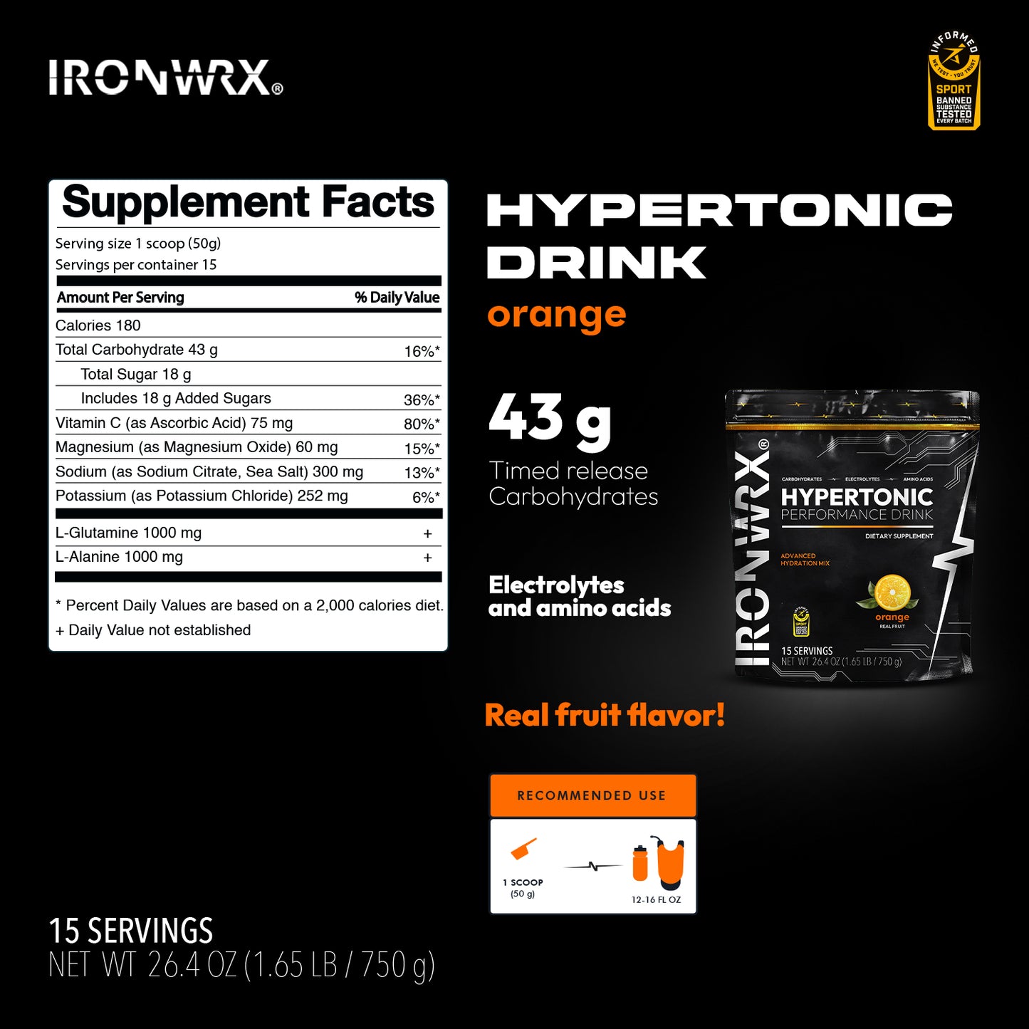 IRONWRX Hypertonic Performance Drink Mix