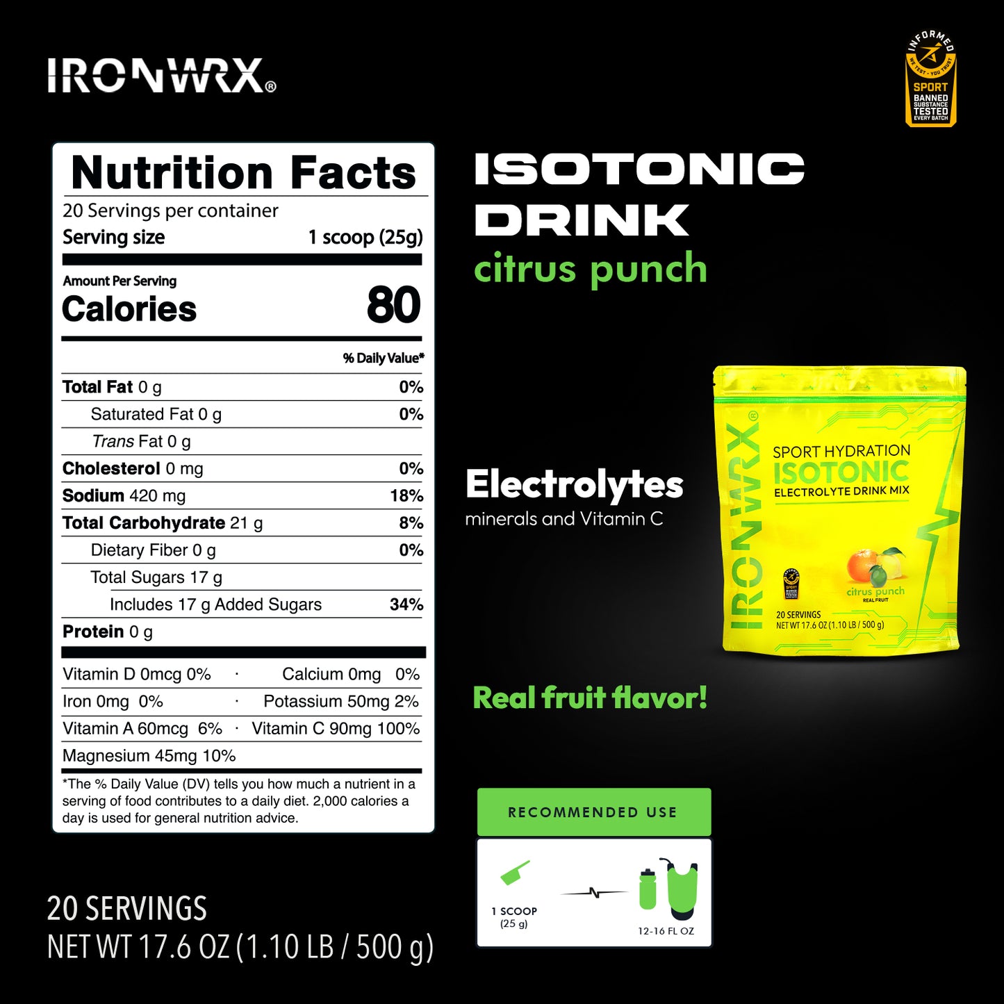 IRONWRX Isotonic Electrolyte Drink Mix