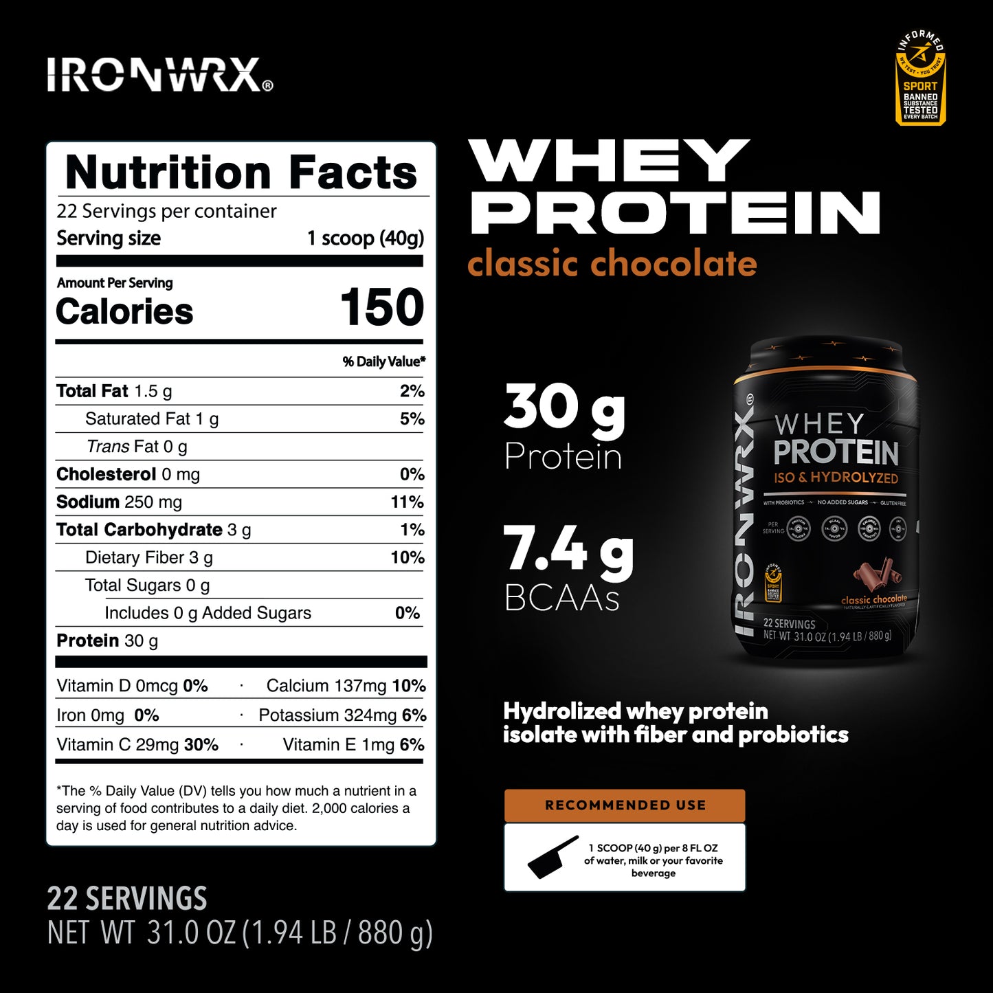 IRONWRX Whey Protein Iso and Hydrolyzed