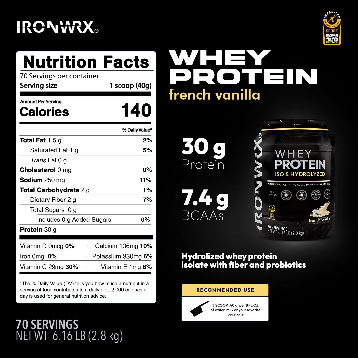 IRONWRX Whey Protein Iso and Hydrolyzed