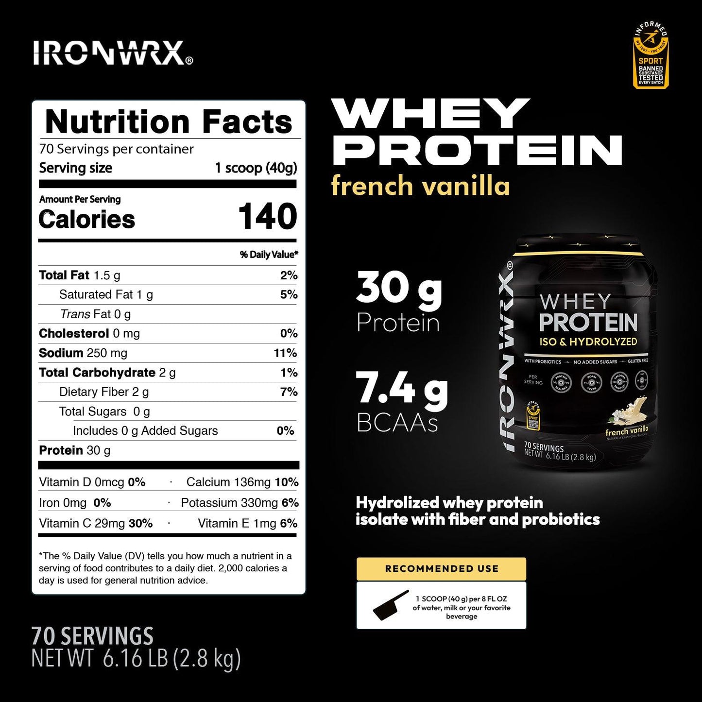 IRONWRX Whey Protein Iso and Hydrolyzed - Ironwrx