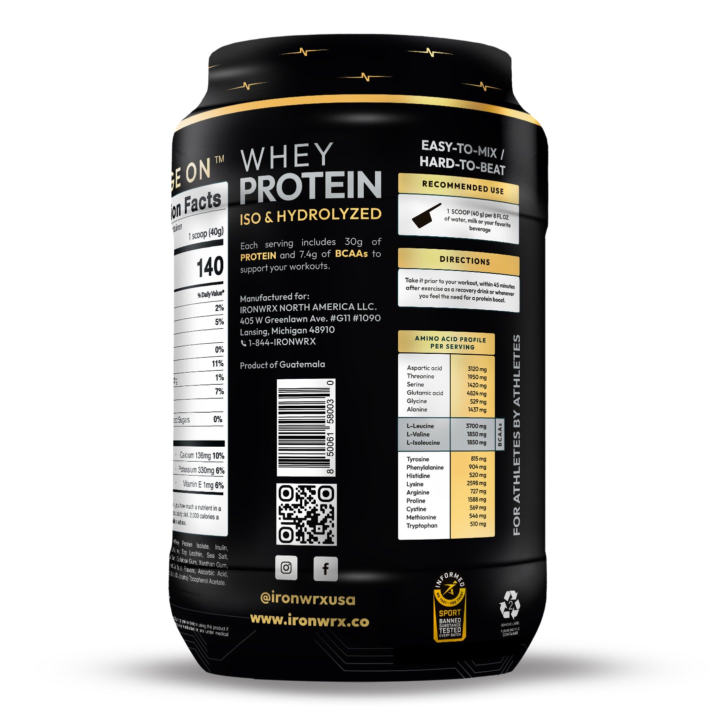 IRONWRX Whey Protein Iso and Hydrolyzed