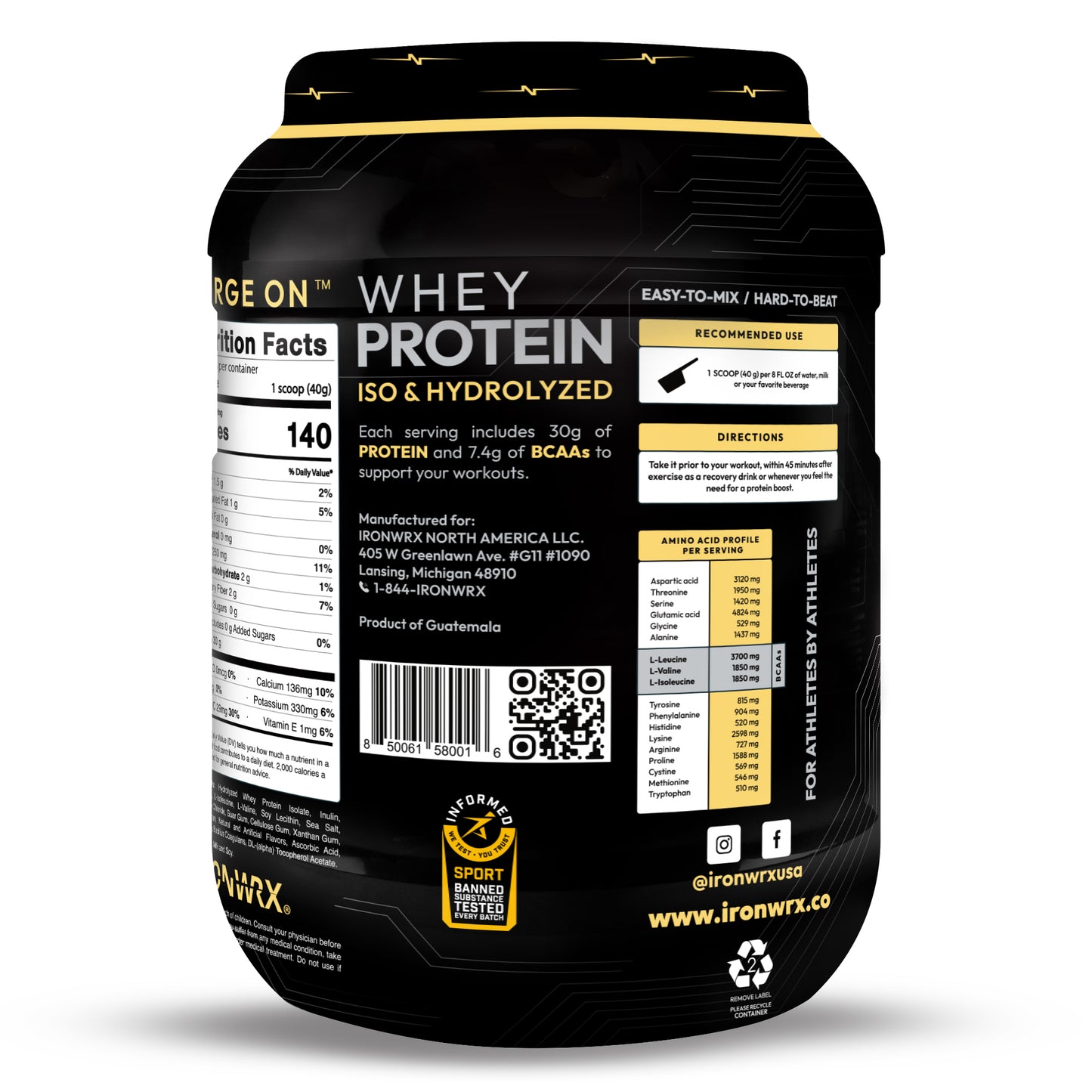 IRONWRX Whey Protein Iso and Hydrolyzed