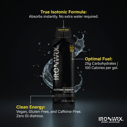 Isotonic Energy Gels, Single-Serve – Fast Fuel for Endurance & Race Performance with Electrolytes, Carbs, Vitamin C | IRONWRX