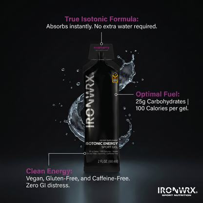 Isotonic Energy Gels, Single-Serve – Fast Fuel for Endurance & Race Performance with Electrolytes, Carbs, Vitamin C | IRONWRX