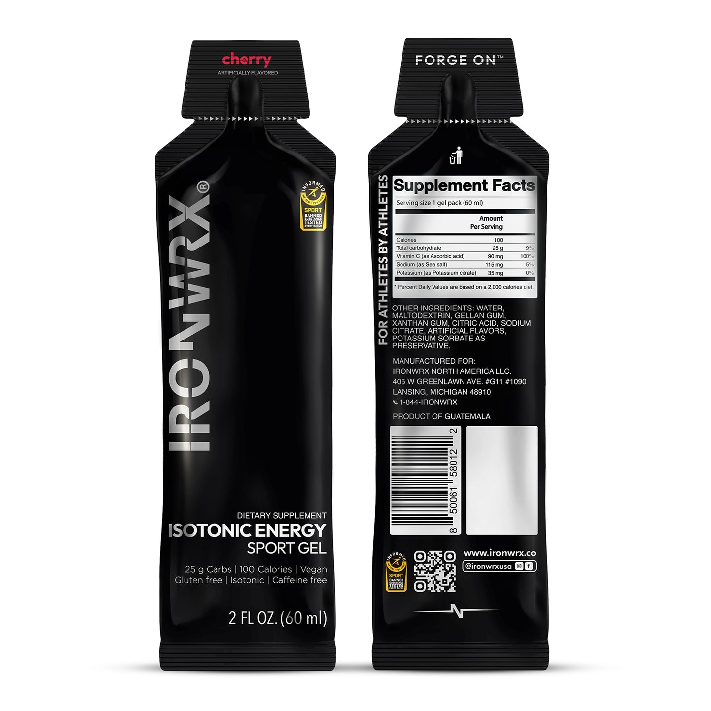 Isotonic Energy Gels, Single-Serve – Fast Fuel for Endurance & Race Performance with Electrolytes, Carbs, Vitamin C | IRONWRX