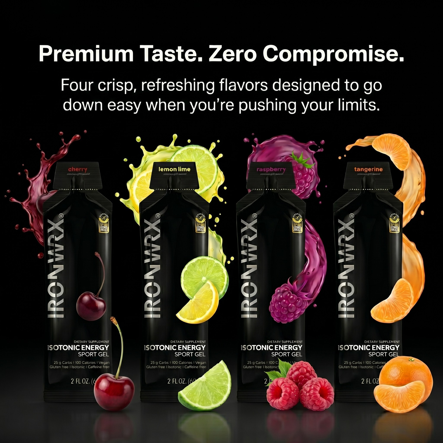 Isotonic Energy Gels, Single-Serve – Fast Fuel for Endurance & Race Performance with Electrolytes, Carbs, Vitamin C | IRONWRX