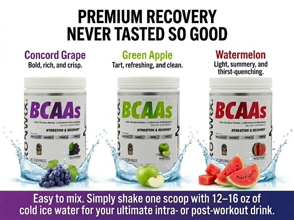 BCAA Powder with L-Glutamine & Citrulline Malate – 8.5g BCAAs, Zero Sugar | IRONWRX