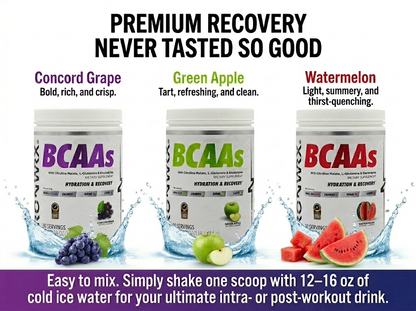 BCAA Powder with L-Glutamine & Citrulline Malate – 8.5g BCAAs, Zero Sugar | IRONWRX