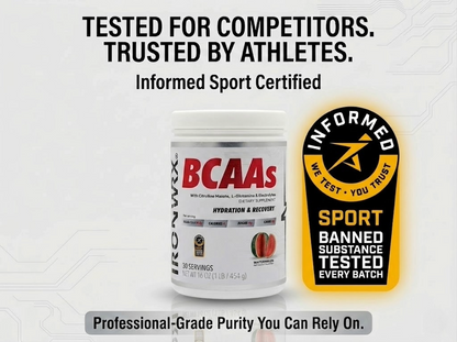 BCAA Powder with L-Glutamine & Citrulline Malate – 8.5g BCAAs, Zero Sugar | IRONWRX