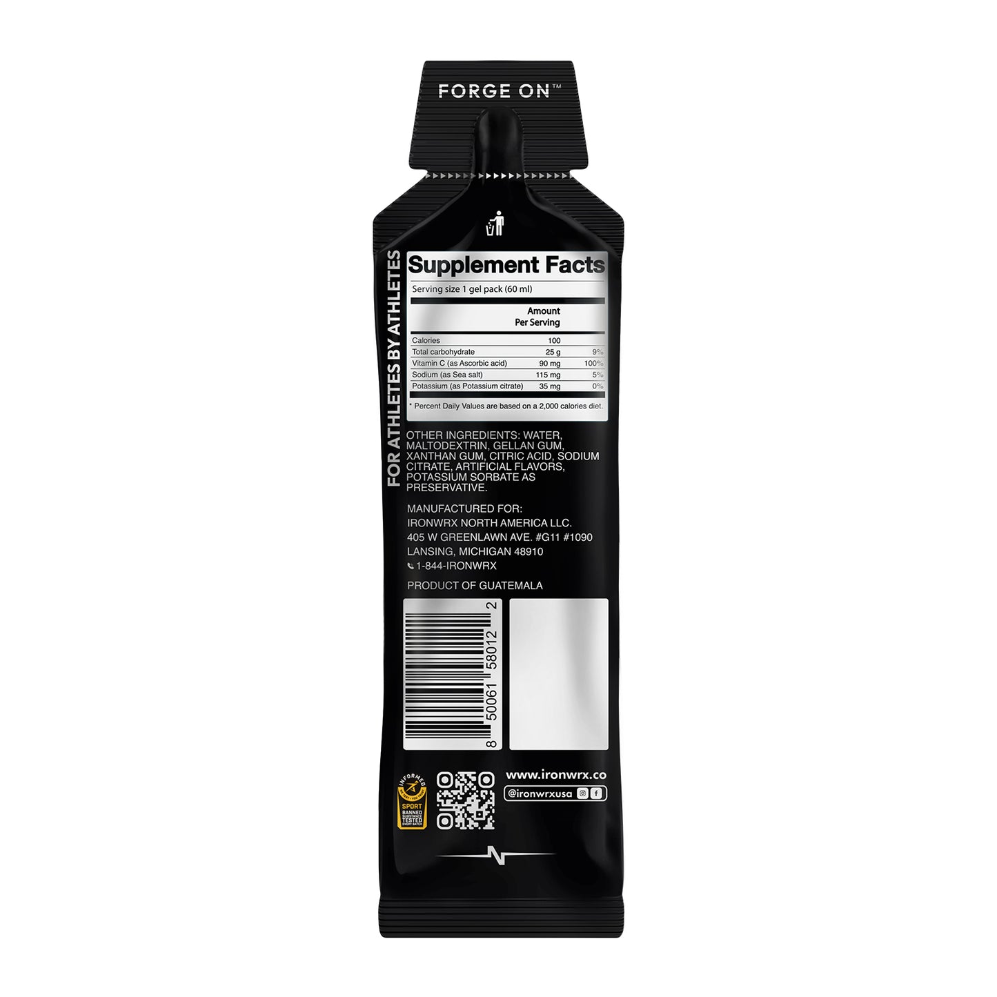 Isotonic Energy Gels, Single-Serve – Fast Fuel for Endurance & Race Performance with Electrolytes, Carbs, Vitamin C | IRONWRX