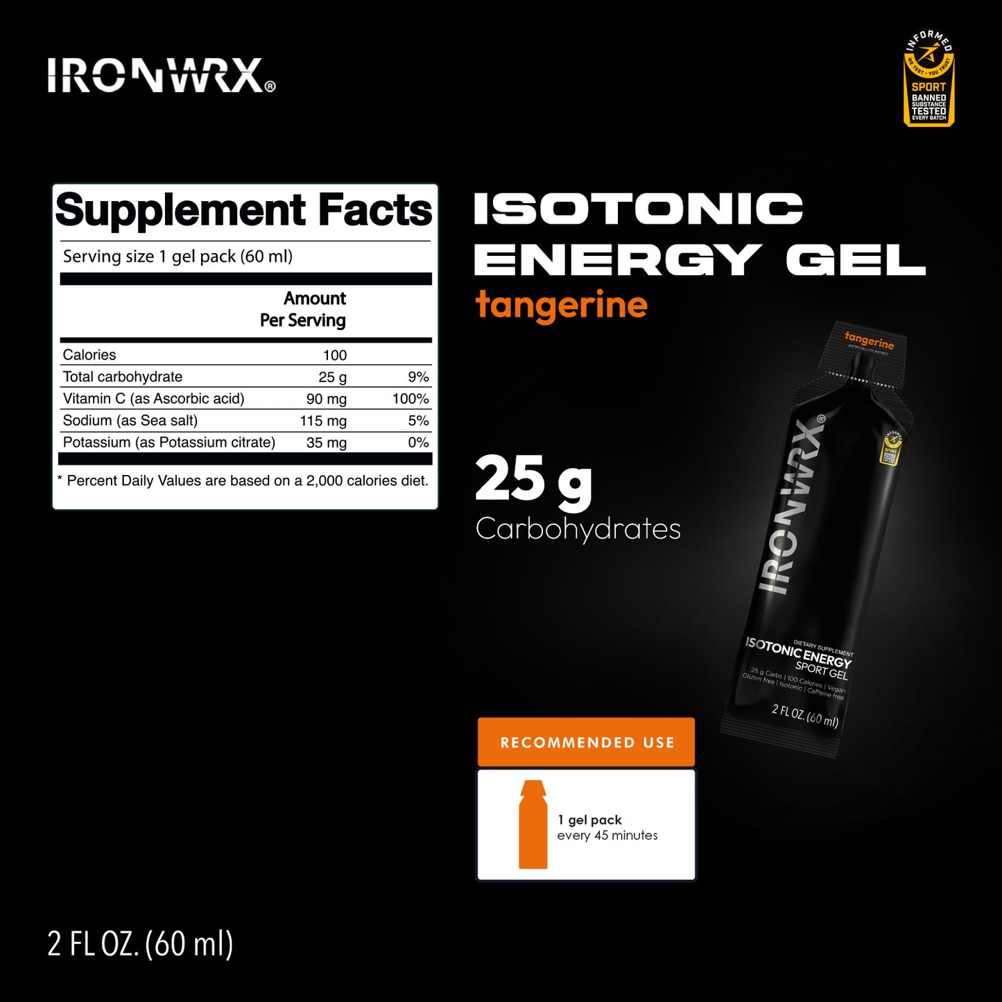 Isotonic Energy Gels, Single-Serve – Fast Fuel for Endurance & Race Performance with Electrolytes, Carbs, Vitamin C | IRONWRX