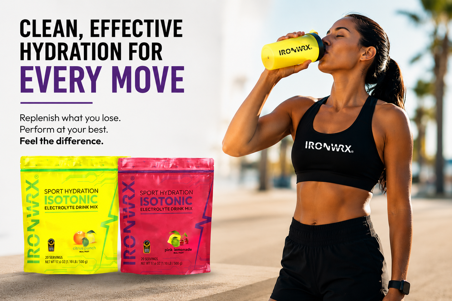 Isotonic Electrolyte Drink Mix – Fast Hydration with Sodium, Potassium, Magnesium | IRONWRX