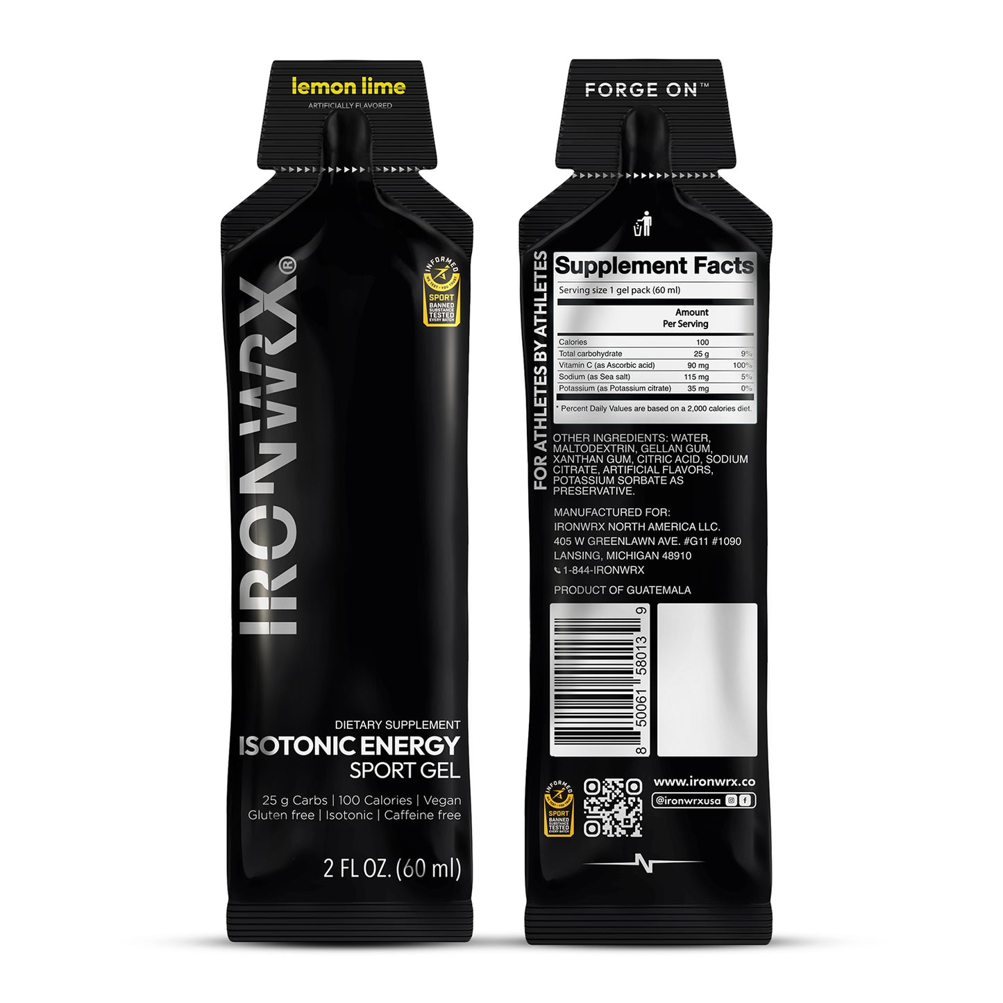 Isotonic Energy Gels, Single-Serve – Fast Fuel for Endurance & Race Performance with Electrolytes, Carbs, Vitamin C | IRONWRX