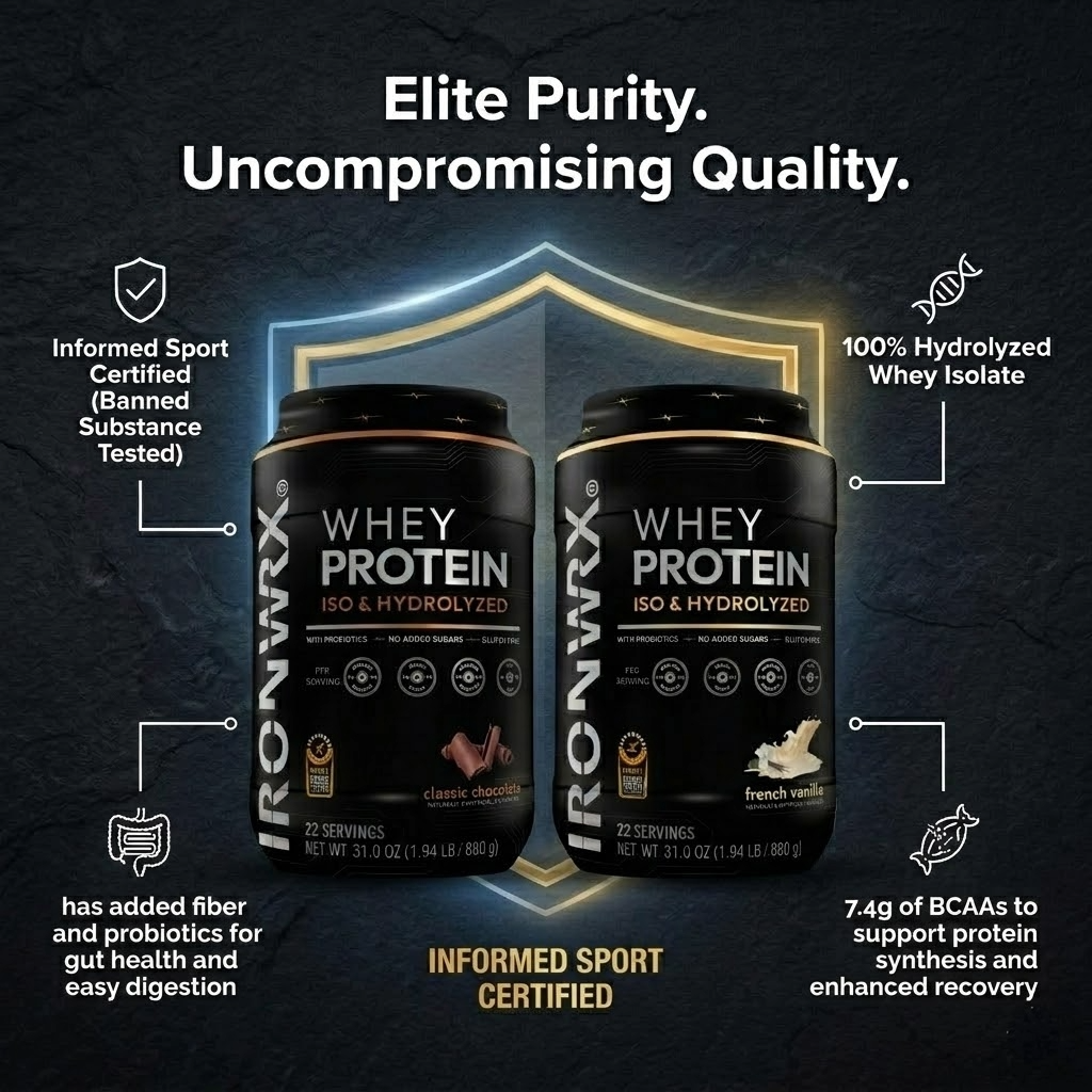 100% Hydrolyzed Whey Protein Isolate – 30g Protein, 7.4g BCAAs, Easy Digestion | IRONWRX