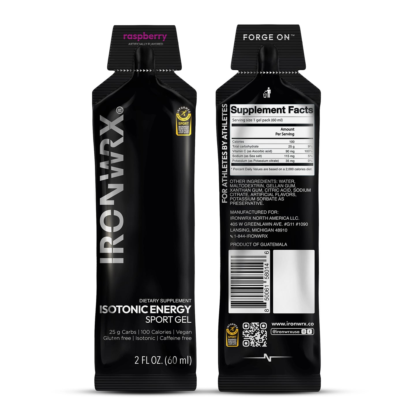 Isotonic Energy Gels, Single-Serve – Fast Fuel for Endurance & Race Performance with Electrolytes, Carbs, Vitamin C | IRONWRX