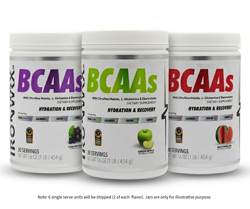 BCAA Powder with L-Glutamine & Citrulline Malate – 8.5g BCAAs, Zero Sugar | IRONWRX