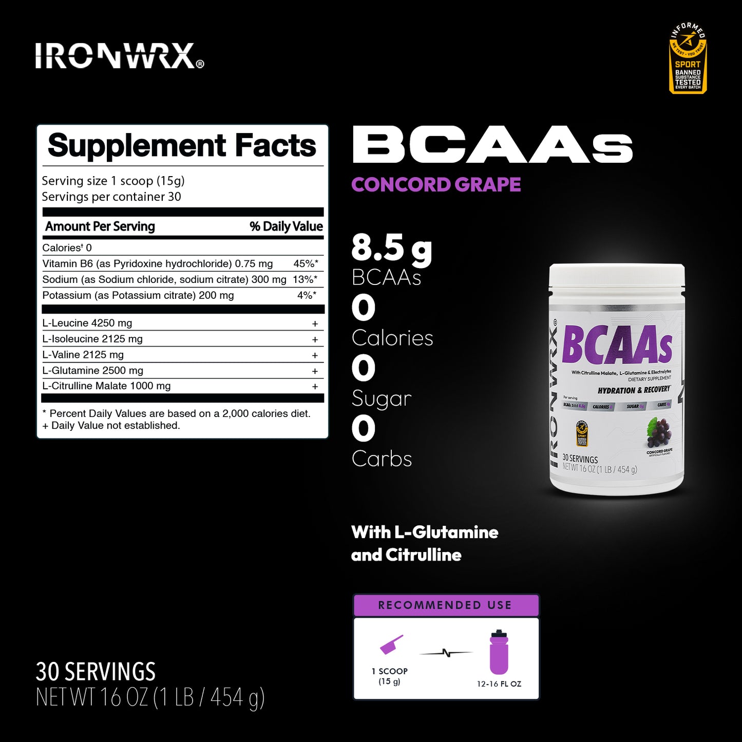 IRONWRX BCAAs with L-Glutamine & Citrulline Malate
