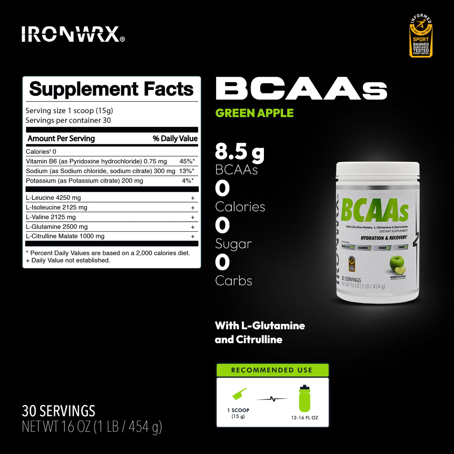 IRONWRX BCAAs with L-Glutamine & Citrulline Malate