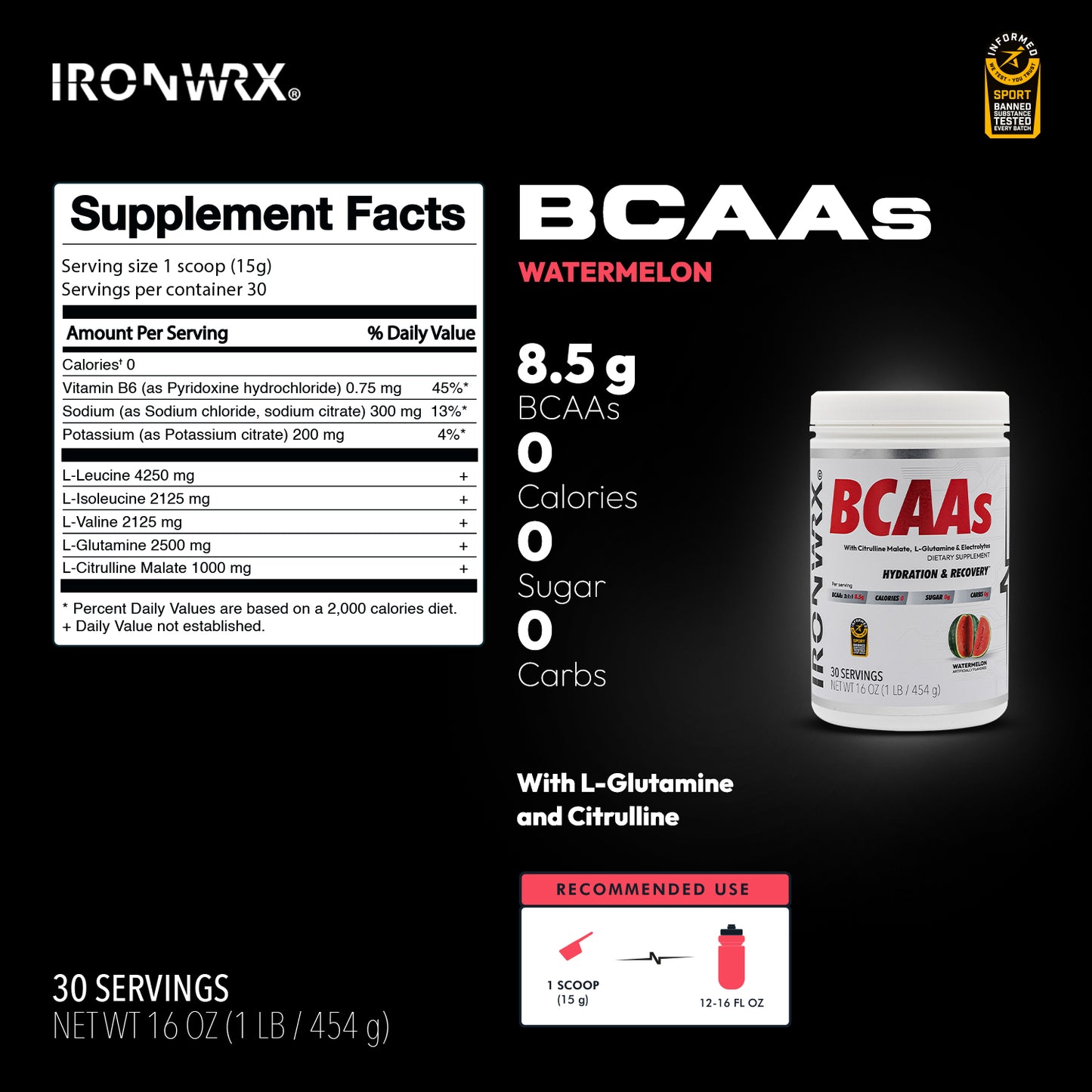 IRONWRX BCAAs with L-Glutamine & Citrulline Malate