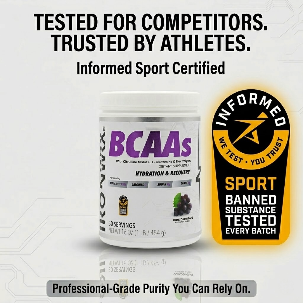 BCAA Powder with L-Glutamine & Citrulline Malate – 8.5g BCAAs, Zero Sugar | IRONWRX