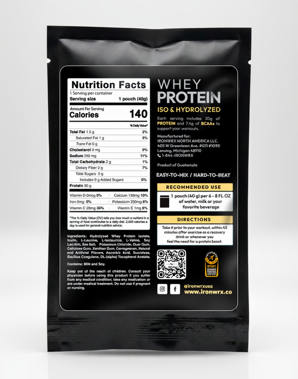 100% Hydrolyzed Whey Protein Isolate – 30g Protein, 7.4g BCAAs, Easy Digestion | IRONWRX