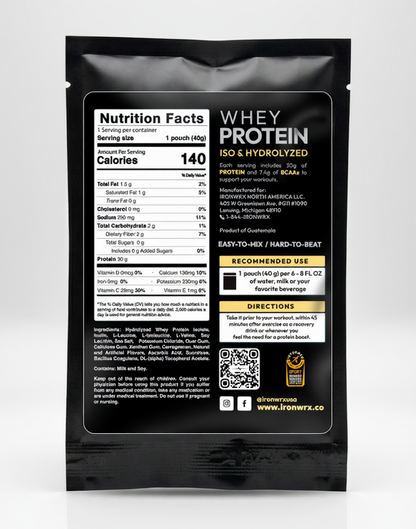 100% Hydrolyzed Whey Protein Isolate – 30g Protein, 7.4g BCAAs, Easy Digestion | IRONWRX