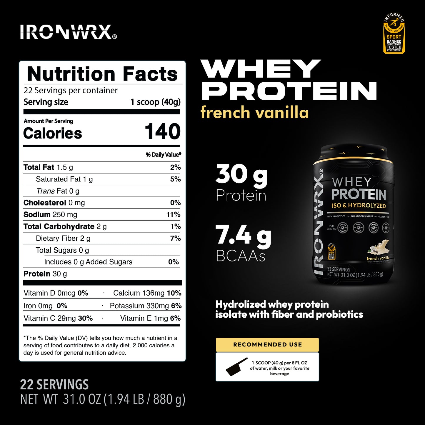 IRONWRX Whey Protein Iso and Hydrolyzed